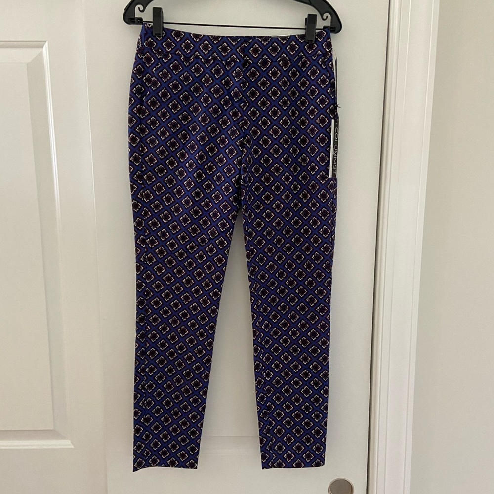 Express women’s columnist blue red ankle pants 0